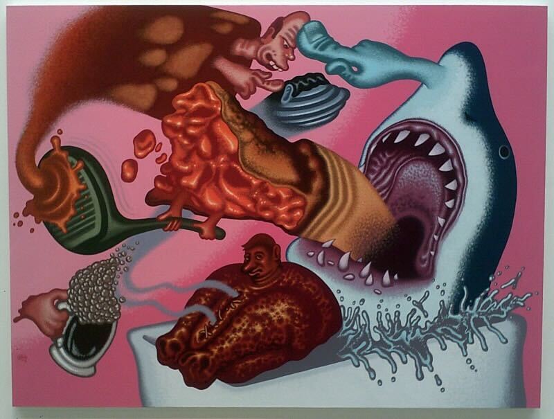 Peter Saul, <i>SHARK IN MY BATHTUB</i> (2011). Courtesy of the artist.