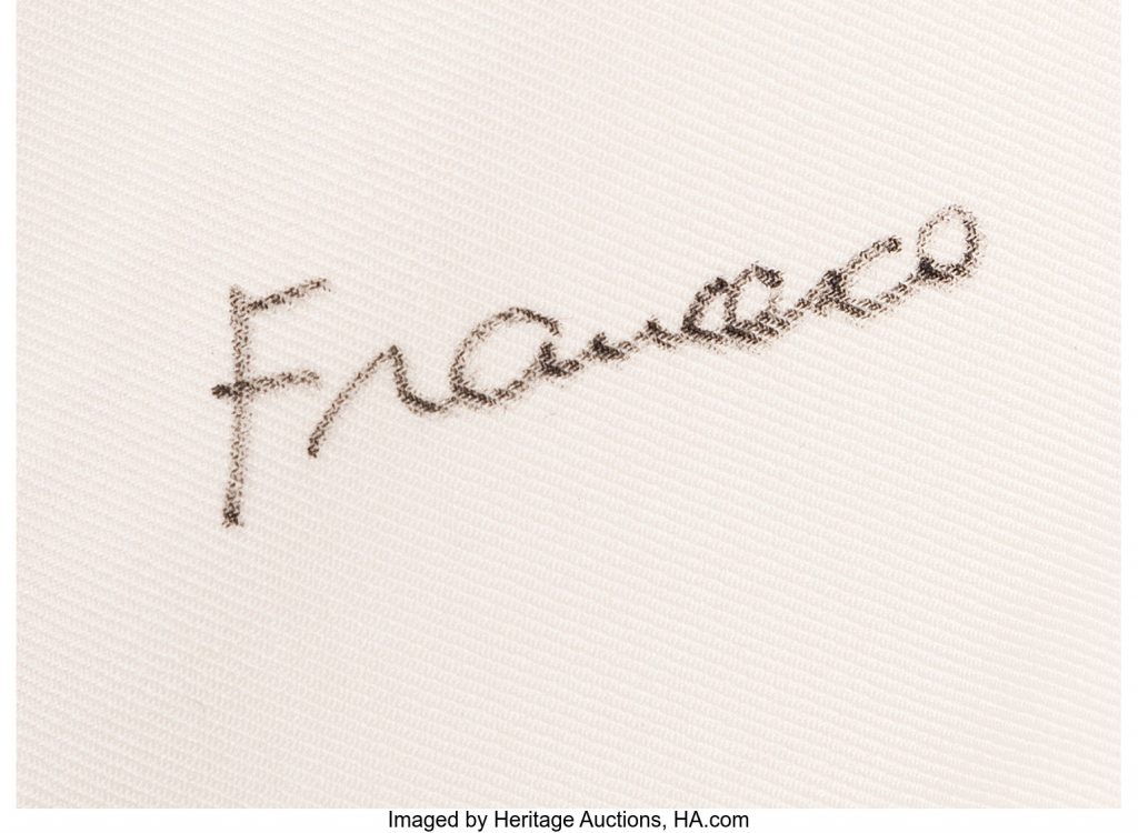 Pope Francis' Personal Cassock and Zucchetto Signed by His Holiness. Image Heritage Auctions.