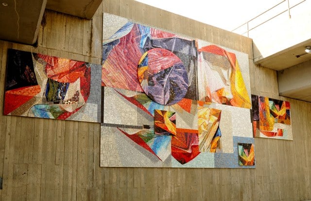 Sam Gilliam's mural at Takoma Station, <i>From a Model to a Rainbow</i> (2010). Photo by Larry Levine/WMATA