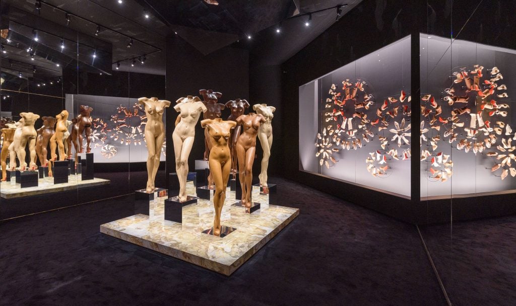 The Nudes series by Christian Louboutin, with leather-clad sculptures by British duo Whitaker & Malem, on show at “L’Exhibition[iste], Chapter II