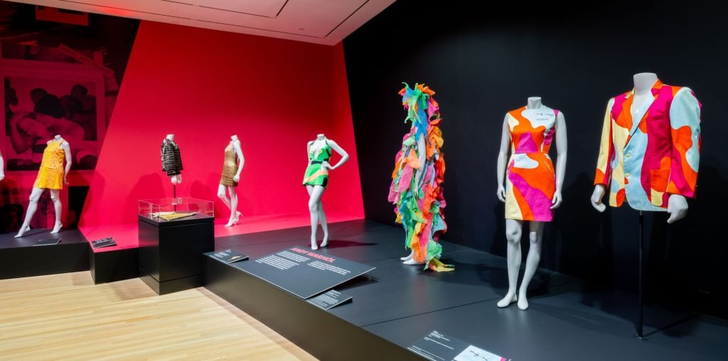Installation view, "Stephen Sprouse: Rock | Art | Fashion" at the Indianapolis Museum of Art at Newfields. Artwork © Stephen Sprouse. 