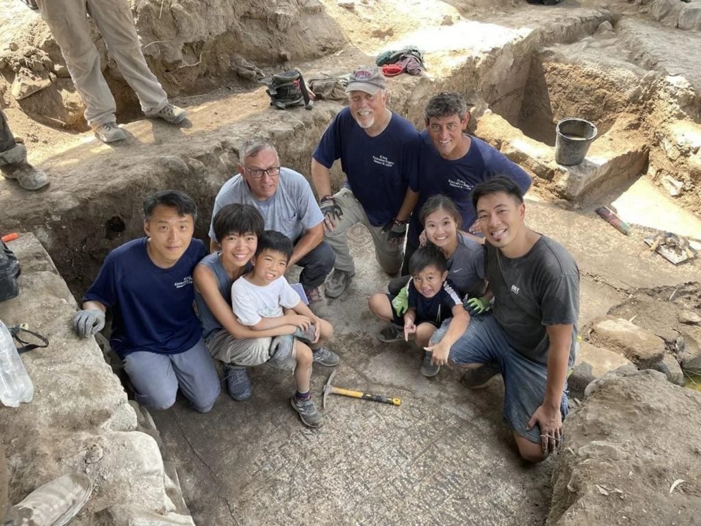 Nyack College professor Steven Notley, academic director of the El Araj Expedition, on site at excavation of the Church of Apostles. He is in the back row wearing a hat, joined by volunteers from Hong Kong. Photo courtesy of the El Araj Expedition.