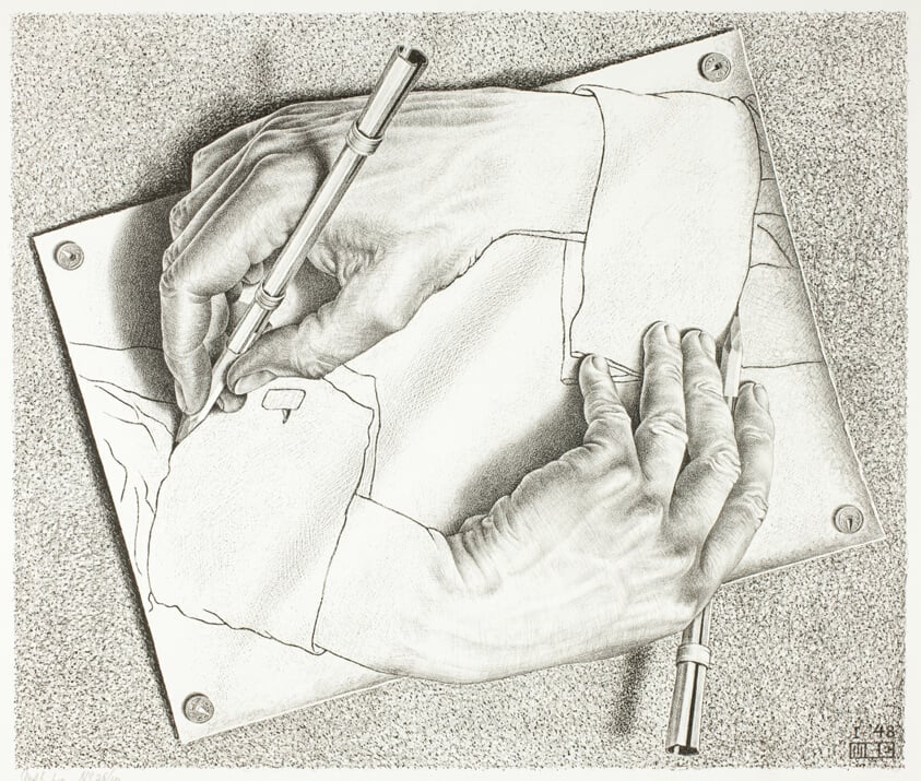 M.C. Escher, Drawing Hands. ©The M.C. Escher Company, The Netherlands; courtesy of Michael S. Sachs.