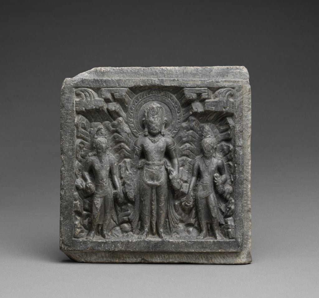 <i>Shiva in Himalayan Abode with Ascetics</i>, stone sculpture rom the 10th century. Courtesy of the Metropolitan Museum of Art.