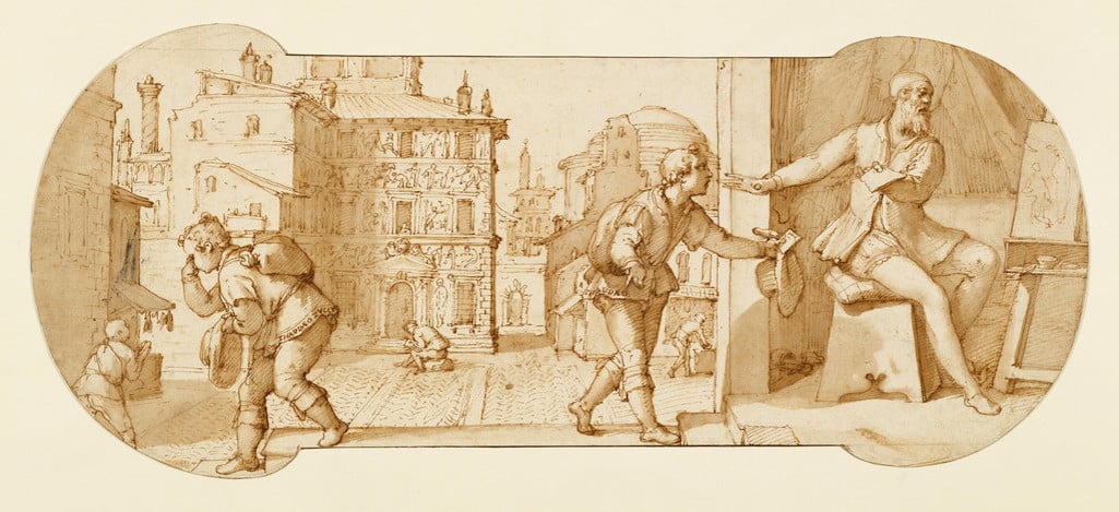 Federico Zuccaro Taddeo Rebuffed by Francesco Il Sant'Angelo, (about 1595). Image courtesy the J. Paul Getty Museum.