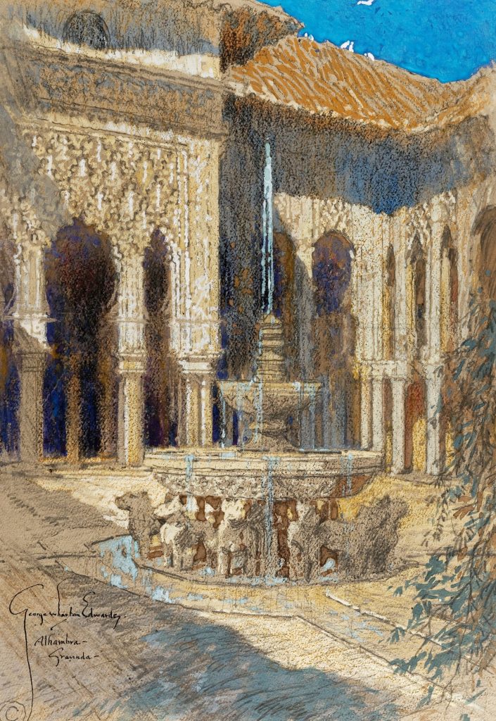 George Wharton Edwards, Fountain and Patio of the Lions