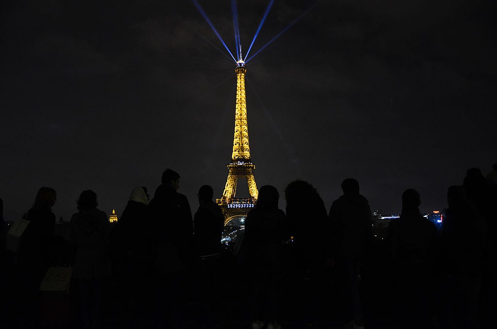 The Eiffel Tower from the Trocadero place in Paris. (Photo by NurPhoto/NurPhoto via Getty Images)