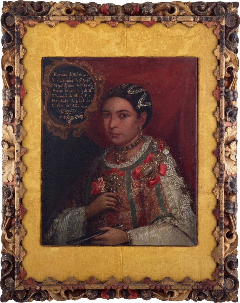 Unknown artist, <i>Portrait of Sebastiana Ynes Josepha de San Agustín</i>, 1757, Mexico City; oil on canvas. Museo Franz Mayer, Mexico City. Courtesy of the Blanton Museum.