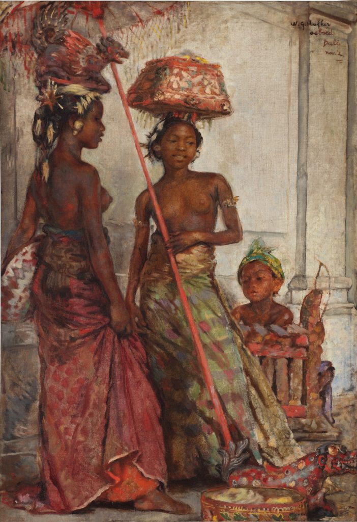 Willem Gerard Hofker, <em>Melis, composition featuring Ni Dablig with Ni Gemblong with a boy behind the gender music instrument</em>. Courtesy of Sotheby's.