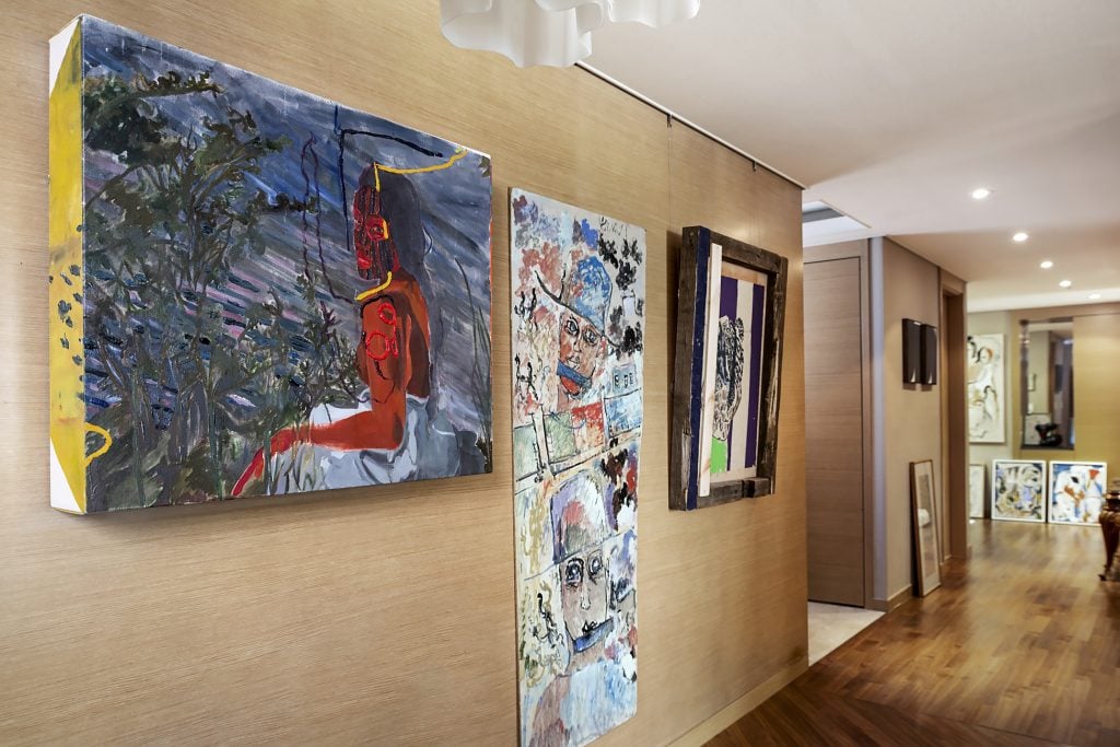 Works by Gisela McDaniel, Purvis Young, and Alvaro Barrington in the home of Youngsang Lee. Photo by Hyun Jun Lee, courtesy of Youngsang Lee.