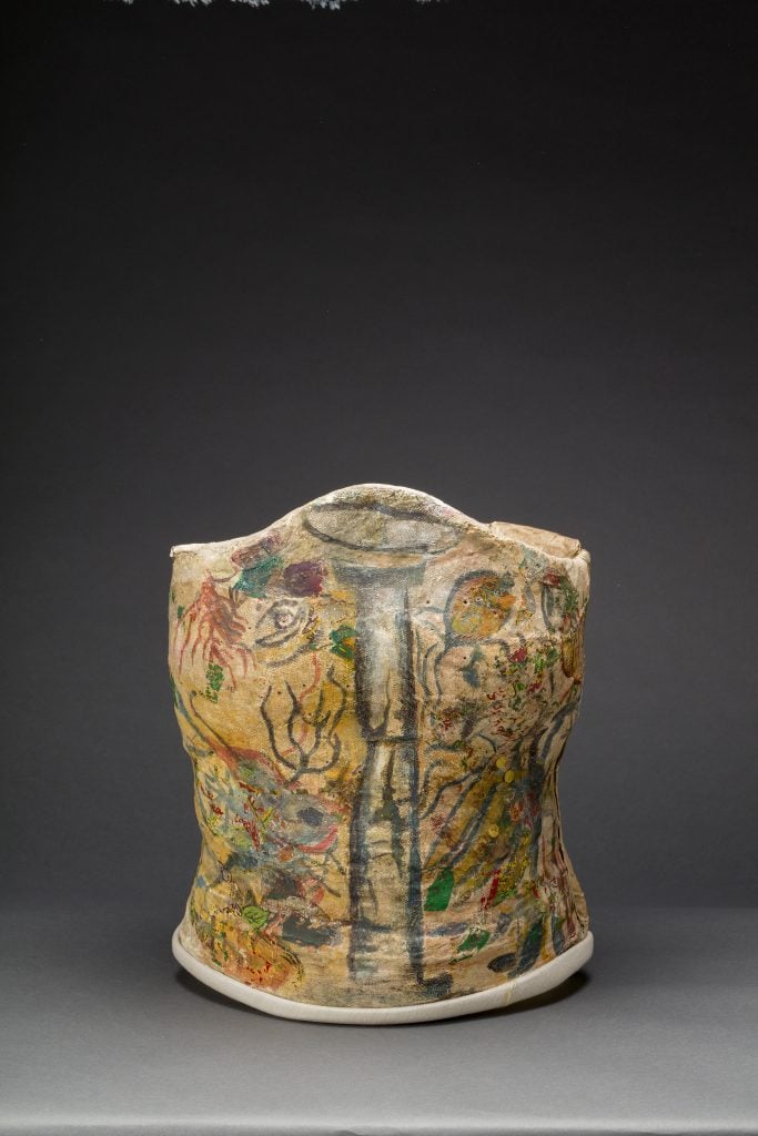 A plaster corset painted by Kahlo. © Museo Frida Kahlo - Casa Azul collection - Javier Hinojosa, 2017.