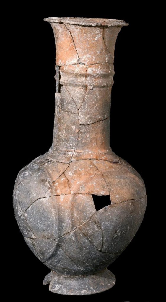 An ancient Base-Ring juglet from Cyprus found in Israel that contained opium residue, suggesting an international trade network for the drug. Photo by Clara Amit, courtesy of the Israel Antiquities Authority.