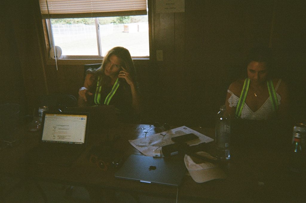 My co-curator and TRIADIC co-founder Mafalda Millies and our right hand Jeannette Galavis - dividing and conquering on emails and wishing it was still 8am so we had more hours in the day. The missing TRIADIC partner and executive producer Lizzie Edelman, was likely running around in meetings with the fire marshall and/or city council that day. Those last days leading up to showday were amazingly thrilling, and incredibly terrifying!