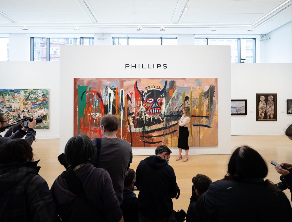 Basquiat's Untitled unveiled in Phillips London. Courtesy of Phillips.