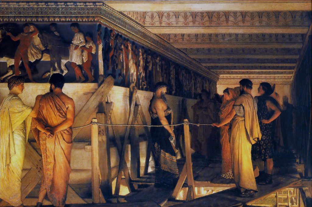 Sir Lawrence Alma-Tadema, <i>Phidias showing the Parthenon Frieze to his Friends</i> Photo by Universal History Archive/Getty Images.