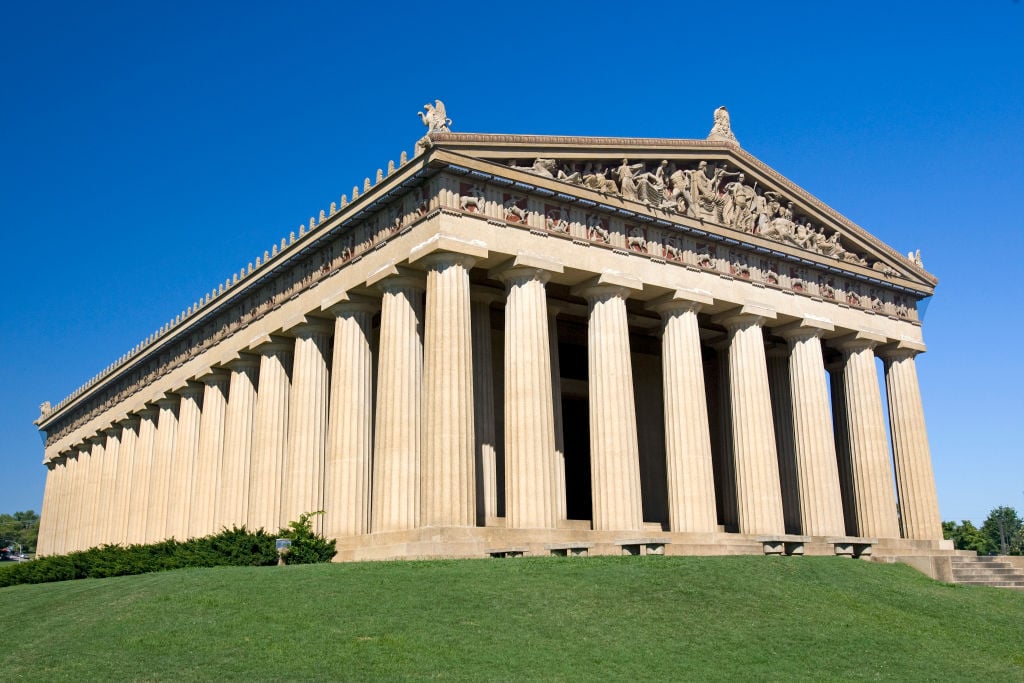 Greek Parthenon replica Centennial Park Nashville Tennessee USA. Photo by: Andrew Woodley/Universal Images Group via Getty Images.