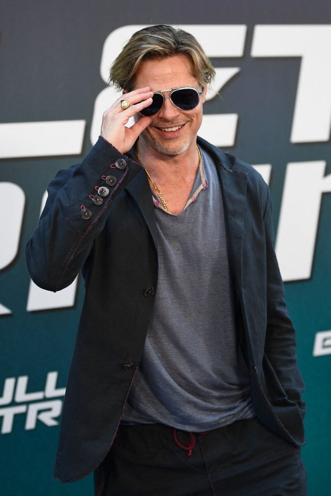 Brad Pitt at a preview of the film Bullet Train in Paris on July 18, 2022. (Photo by Christophe ARCHAMBAULT / AFP) (Photo by CHRISTOPHE ARCHAMBAULT/AFP via Getty Images)