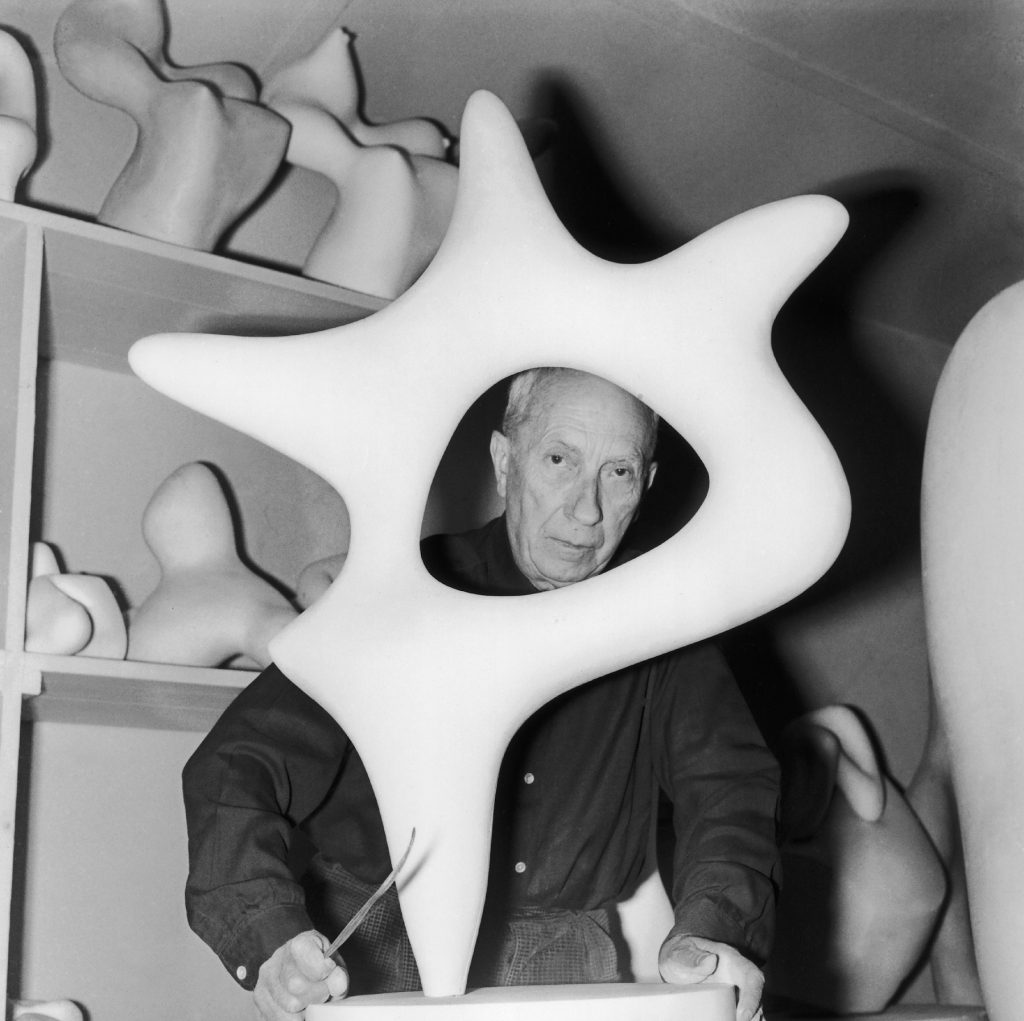 Portrait of Jean Arp in his studio with some of his sculptures, 1966. Photo: Keystone-France/Gamma-Rapho via Getty Images. 
