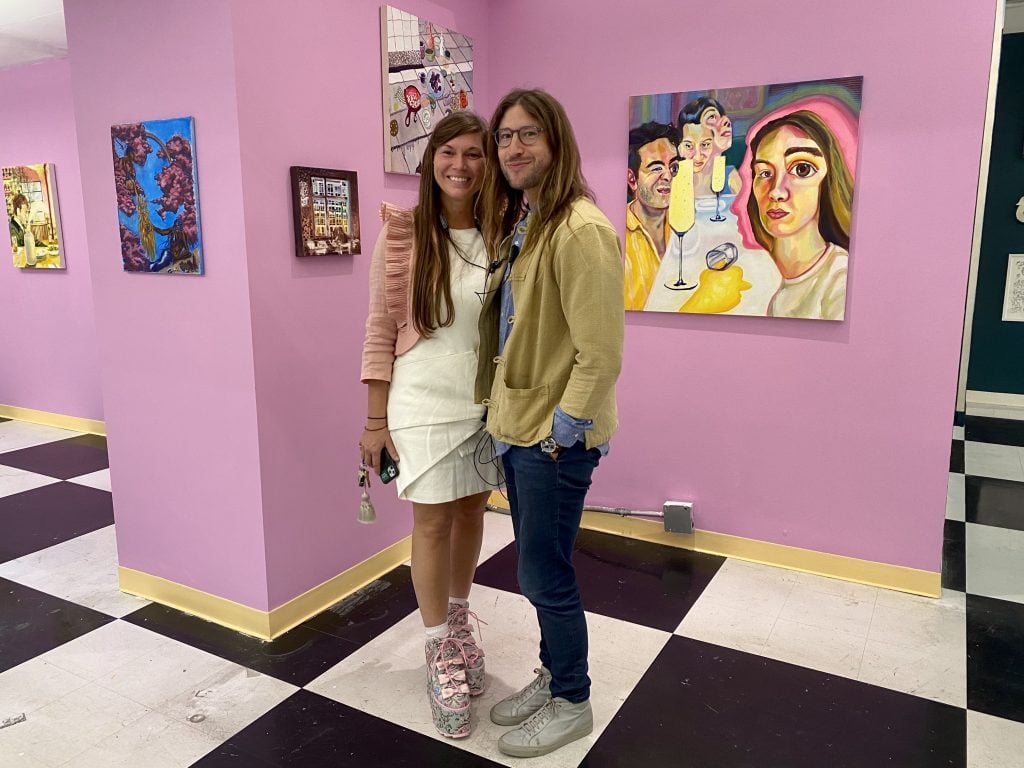 Fair founders Ambre Kelly and Andrew Gori at New York's SPRING/BREAK Art Show 2022. Photo by Sarah Cascone. 