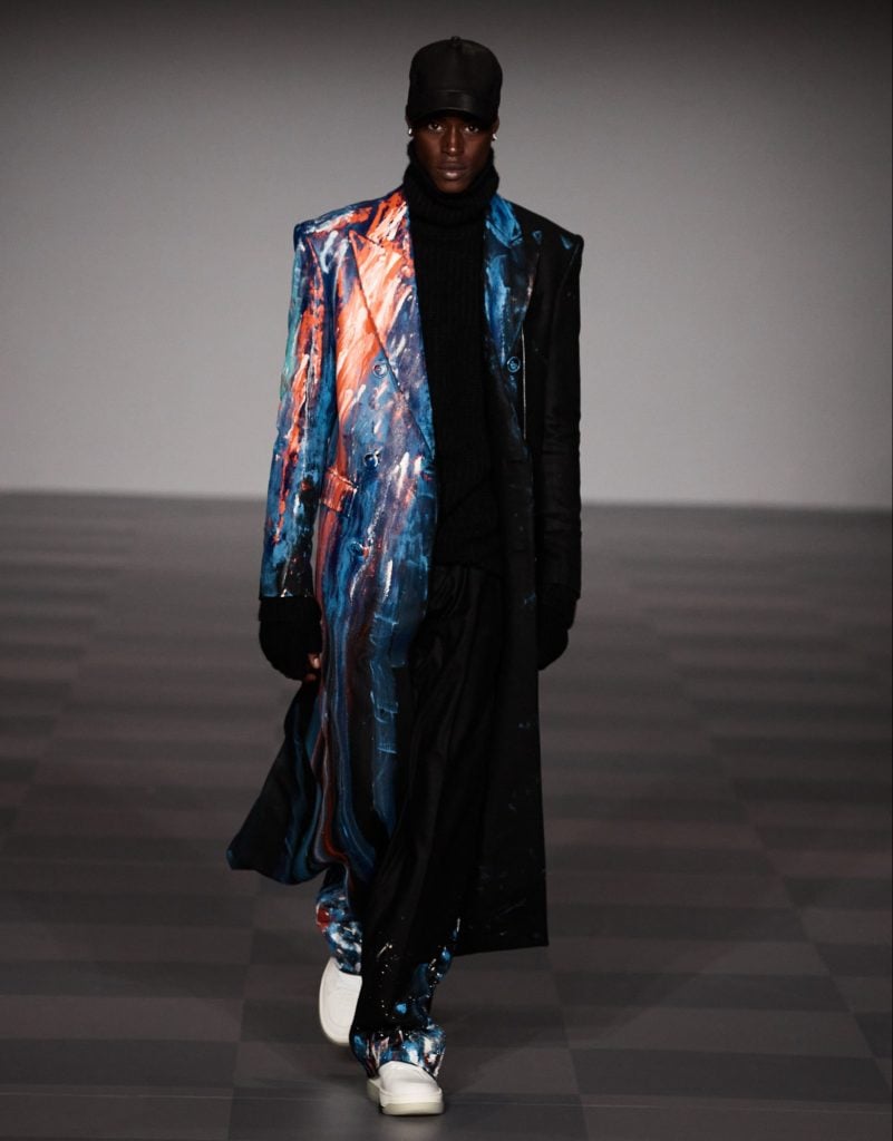 Wes Lang hand painted some of the runway show's outerwear. Courtesy of Amiri.