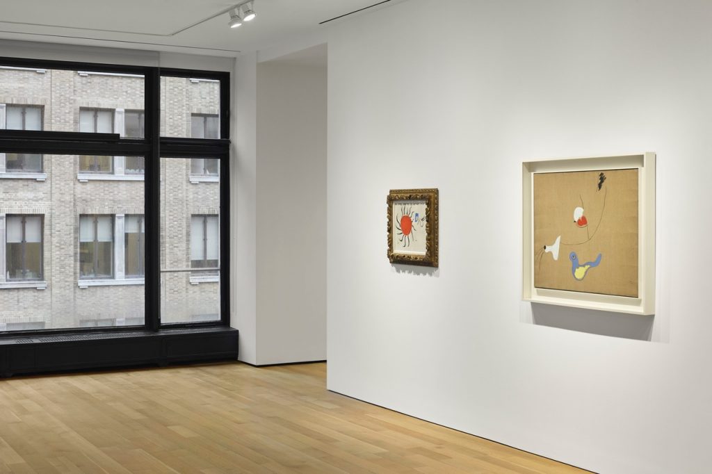 Instalation view, "Joan Miró: Feet on the Ground, Eyes on the Stars" at Luxembourg + Co. New York. Photo: Andy Romer.