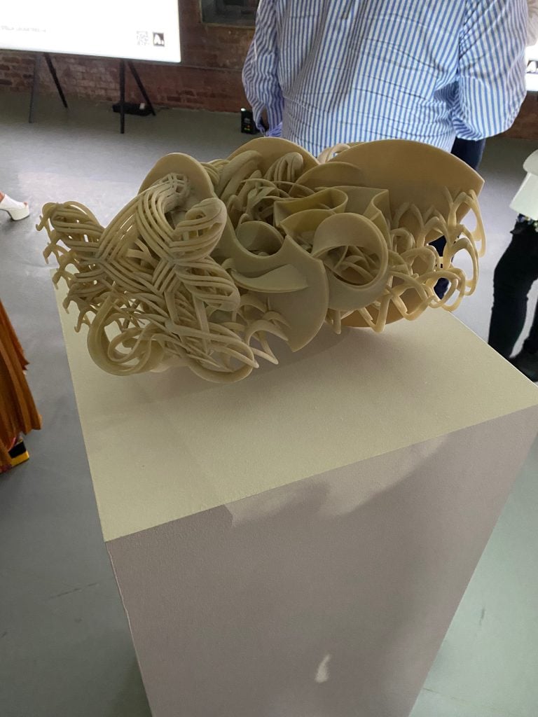 A 3D-printed model after one of Frank Stella's "Geometries" NFTs at Arsnl's launch event. Photo by Tim Schneider.