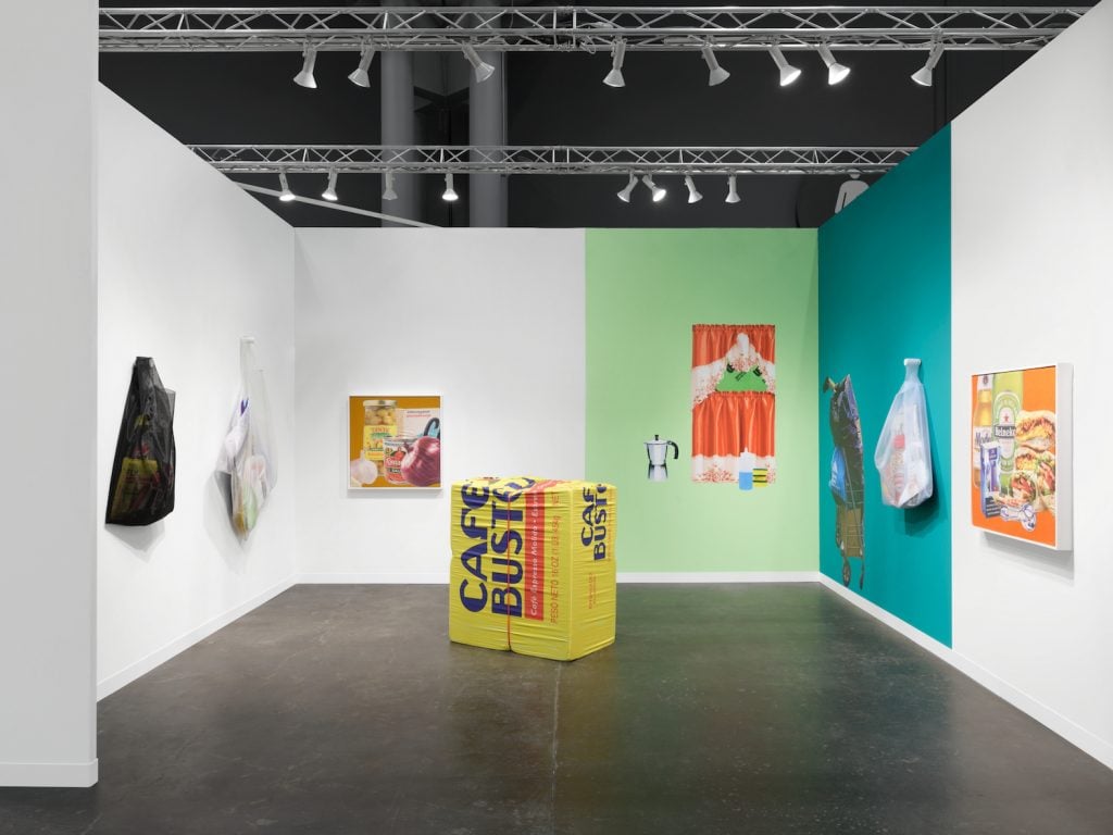 Installation view of Charlie James Gallery booth of Lucia Hierro at The Armory Show, September 2022. Image courtesy the artist and Charlie James Gallery.