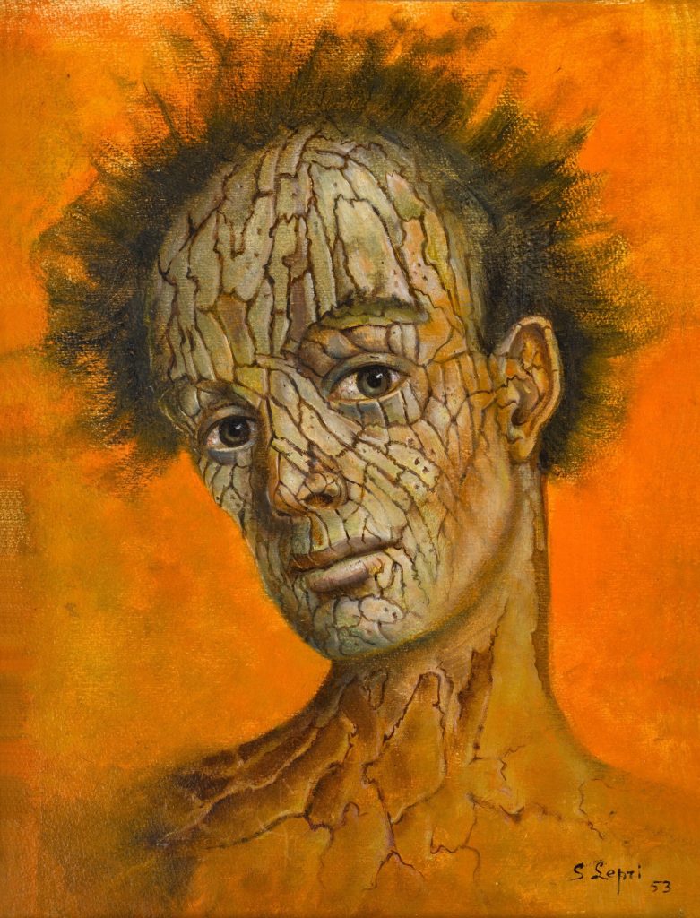 Stanislao Lepri, L'homme au visage craquelé (1953), offered by Milan's Galleria Tommaso Calabro at the Independent 20th Century art fair in New York.