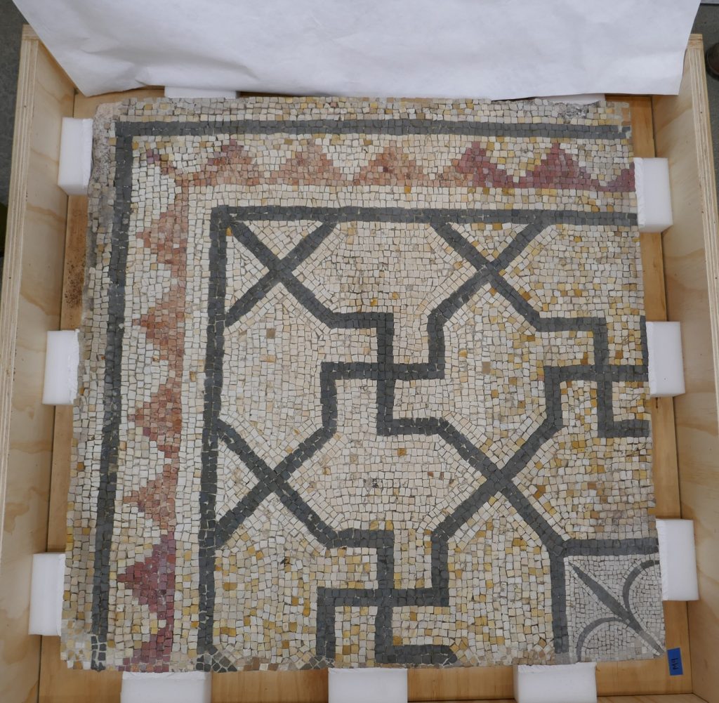 A piece of an ancient Roman mosaic, in storage for decades, was found and returned to Italy, where it will be restored and displayed for the public. Photo courtesy of the FBI. 
