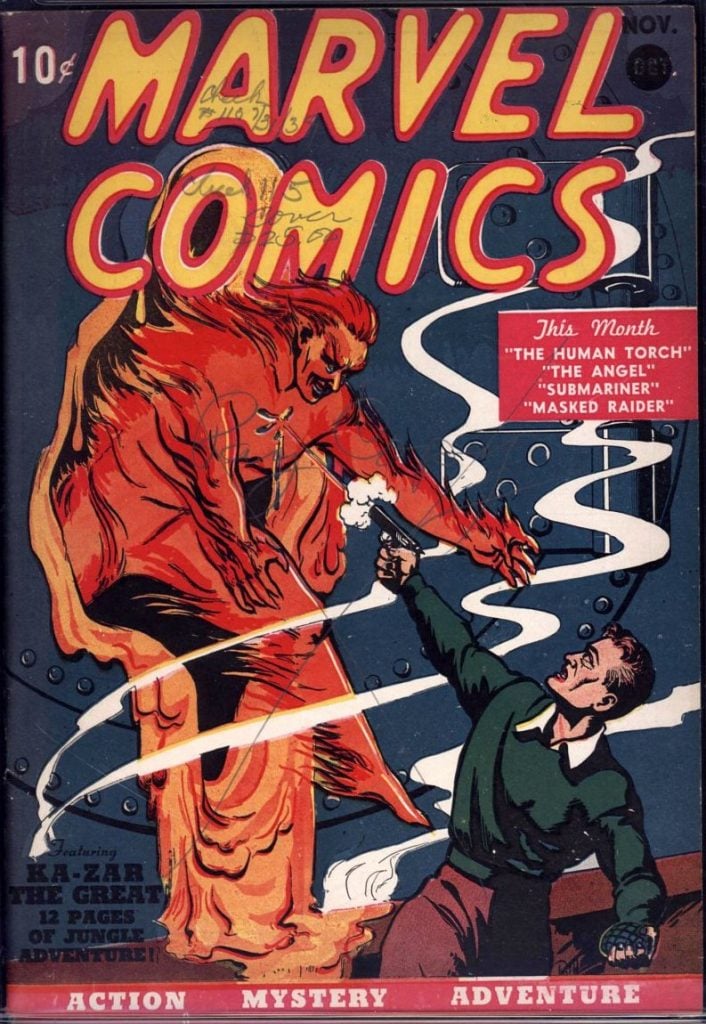 The most expensive copy of <em>Marvel Comics No. 1</em> (1939) sold for $2.4 million in March 2022 at Comic Connect. Photo courtesy of Comic Connect. 