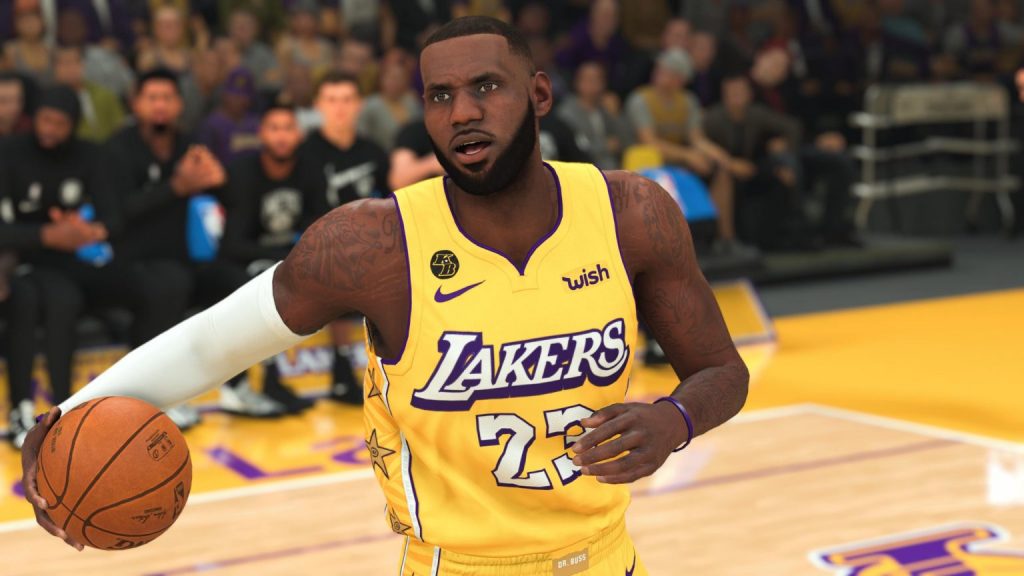 Lebron James in <em>NBA 2K20</em>, with tattoos designed by James Hayden. Screenshoot. 