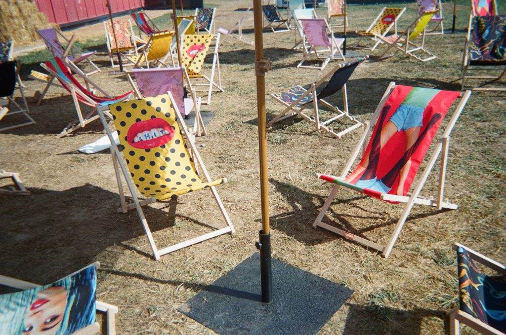Chairs from Maurizio Cattelan and Pierpaolo Ferrari’s <i>Toiletpaper Magazine</i>. These were scattered outside of Drag Me To The Disco, the venue they transformed into a madhouse of explosive color, dancing, and sound.