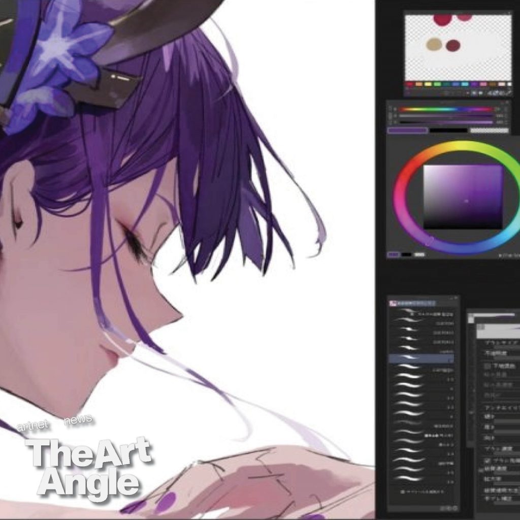 Screenshot of a Twitch stream by @ato1004fd from October 12, 2022, showing the artist Drawing a character from the video game Genshin Impact.