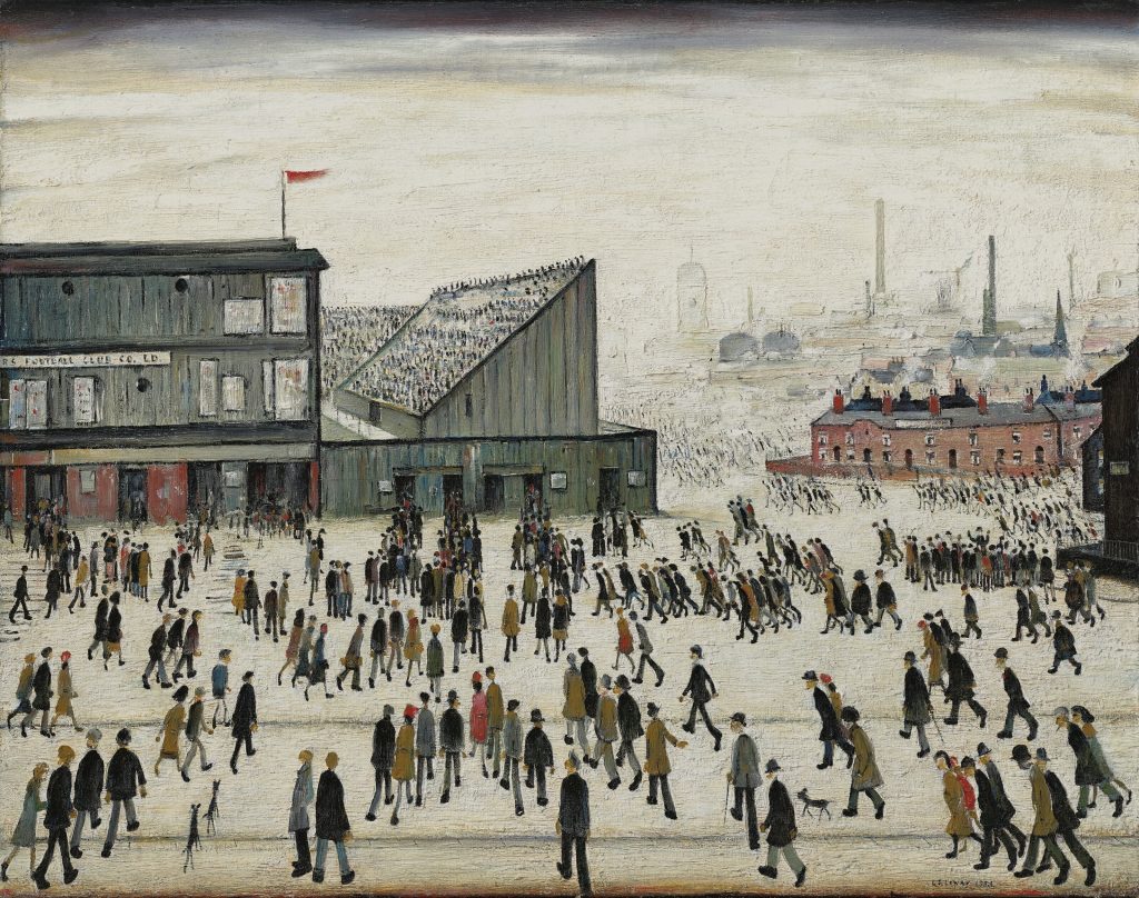 L.S. Lowry, Going to the Match (1953). Property of the Players Foundation. Photo courtesy of Christie's London.