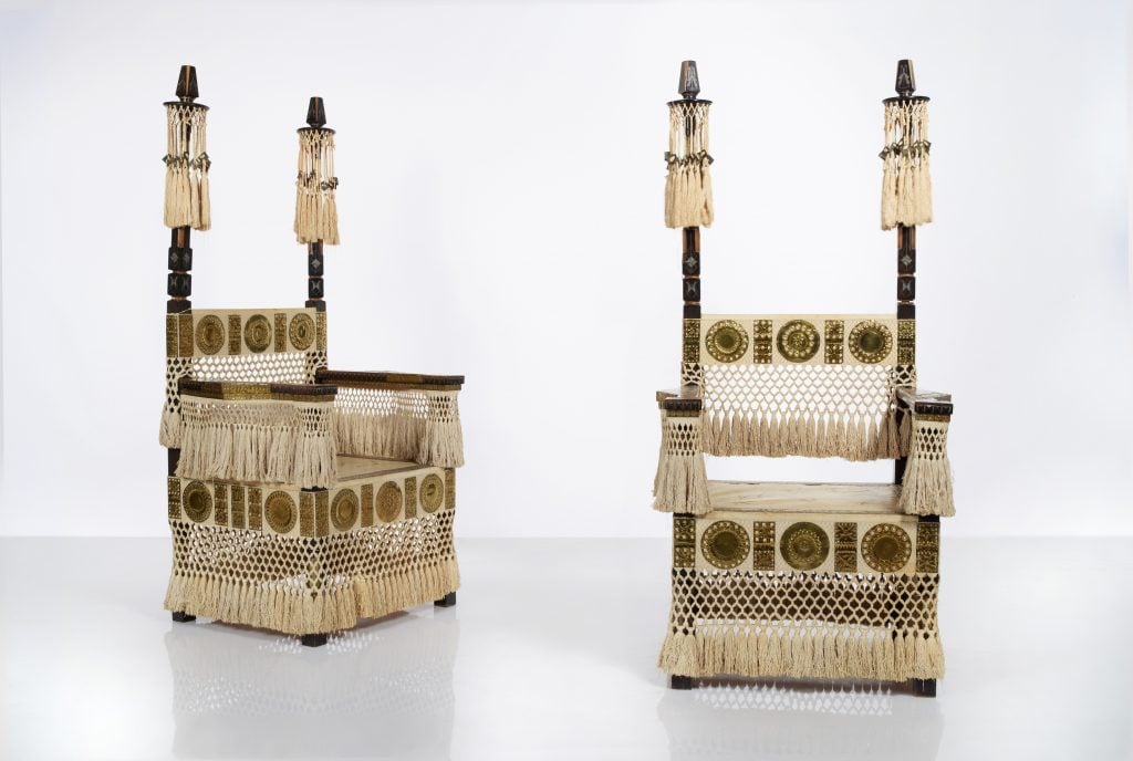 A pair of throne chairs by Carlo Bugatti (ca. 1900). Courtesy of Sotheby's.
