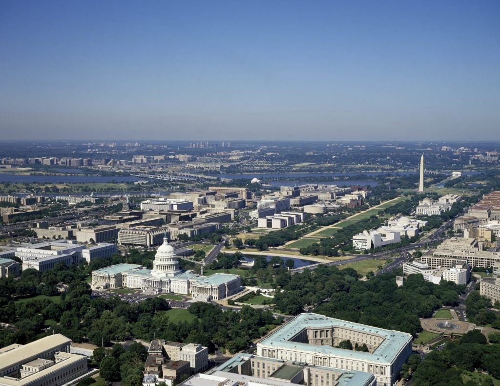 Aerial view of Washington, D.C. Photo by Carol M. Highsmith/Buyenlarge/Getty Images.