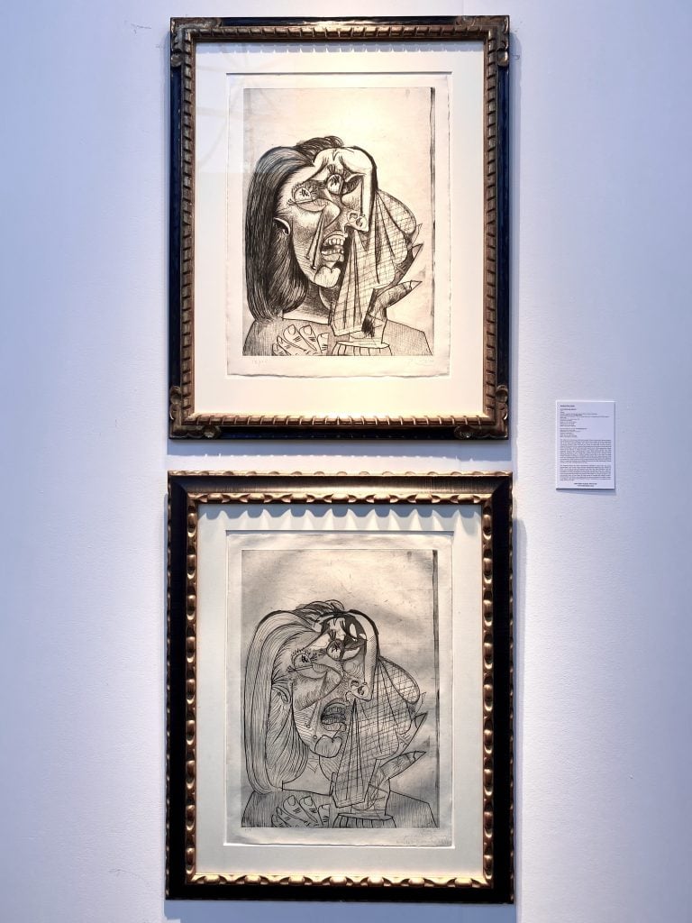 Pablo Picasso, <em>La Femme qui pleure I</eM> (1937) at John Szoke Gallery at the IFPDA Fine Art Print Fair. Photo by Sarah Cascone. 