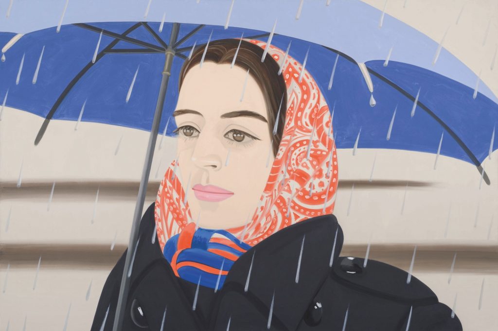 Alex Katz, Blue Umbrella 2, 1972) Private collection, New York. © 2022 Alex Katz / Licensed by VAGA at Artists Rights Society (ARS), New York. Photo: Courtesy private collection.