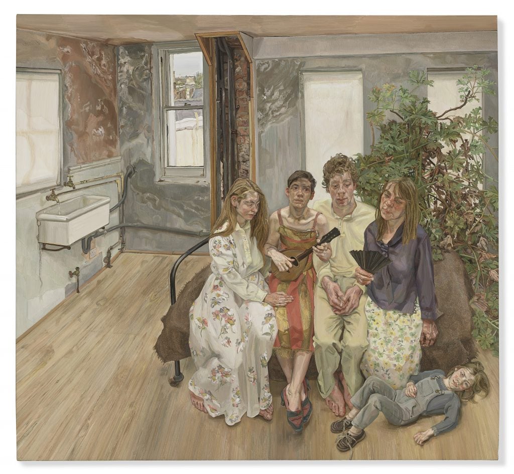 Lucian Freud, Large Interior, W11 (after Watteau) (1981-1983). Courtesy Christie's Images Ltd. 2022.