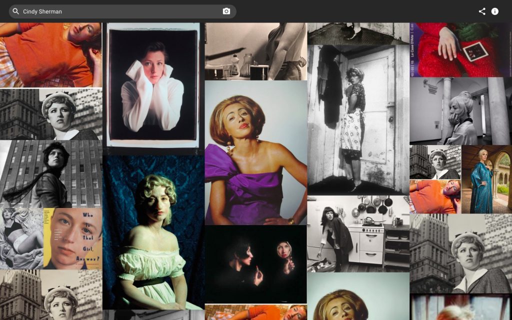 Screenshot of results for "Cindy Sherman" from Spawning