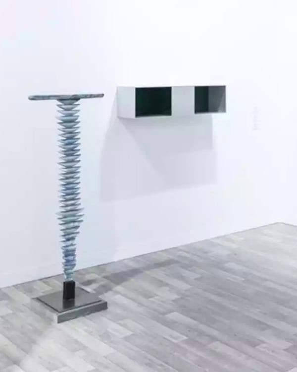 The untitled Donald Judd artwork that is the subject of a new lawsuit can be seen in this photograph of the Tina Kim and Kukje Gallery booth at Art Basel Miami Beach in 2016. 