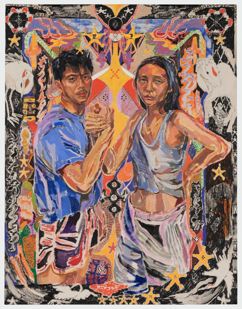 Oscar yi Hou, <em>The Arm Wrestle of Chip & Spike; aka: Star-Makers</em> (2020). Collection of the Brooklyn Museum, purchase gift of Scott Rofey and Olivia Song. Photo courtesy of the Brooklyn Museum.