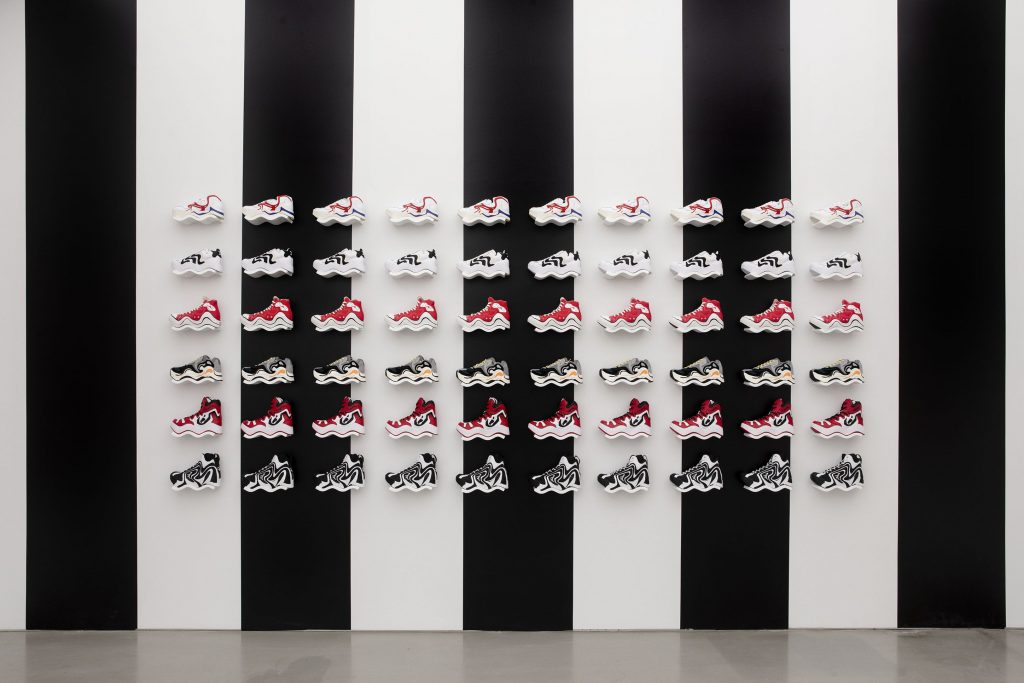 Installation view of MSCHF's "Foot Locker" in "No More Tears, I’m Lovin’ It" at Perrotin, New York. Photo by Guillaume Ziccarelli, courtesy of Perrotin, New York.