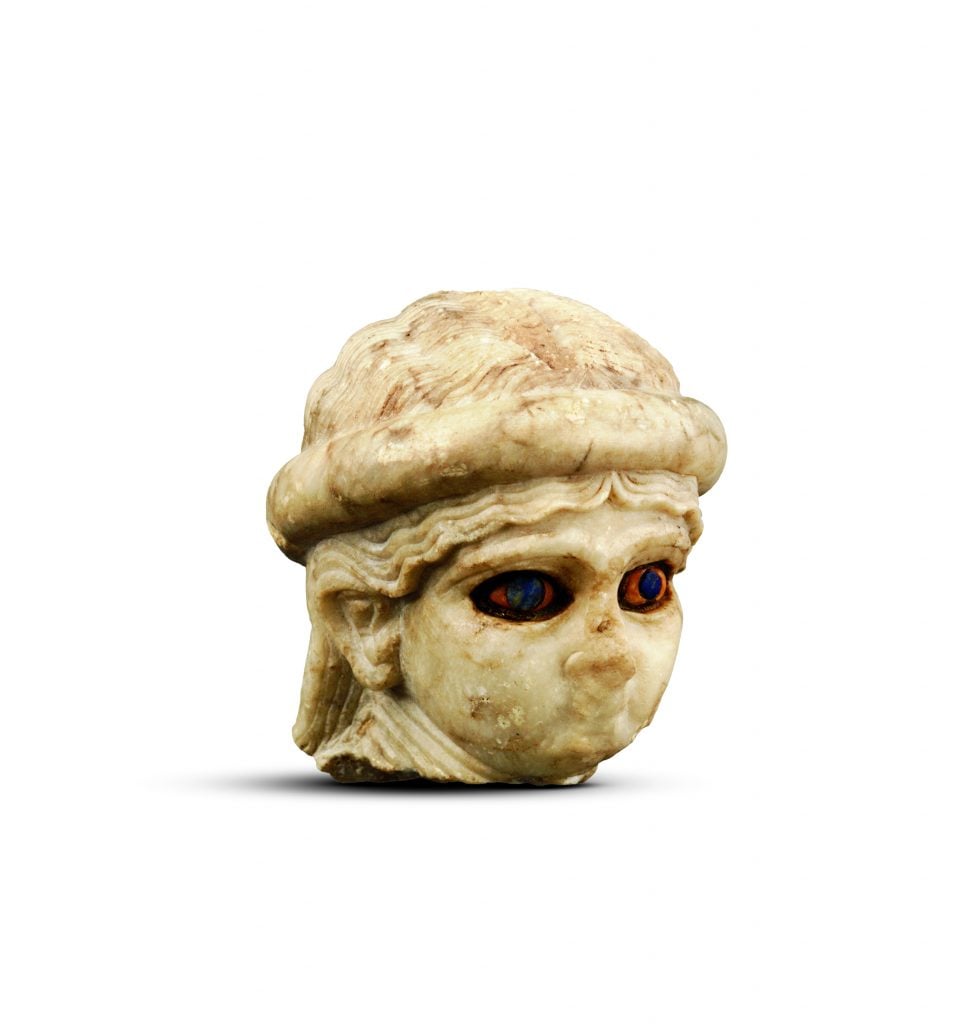 Head of a high priestess (?) with inlaid eyes Mesopotamia, Akkadian, Ur (modern Tell el-Muqayyar), area EH, south of gipar Akkadian period (ca. 2334–2154 BC). Photo courtesy of the Penn Museum.