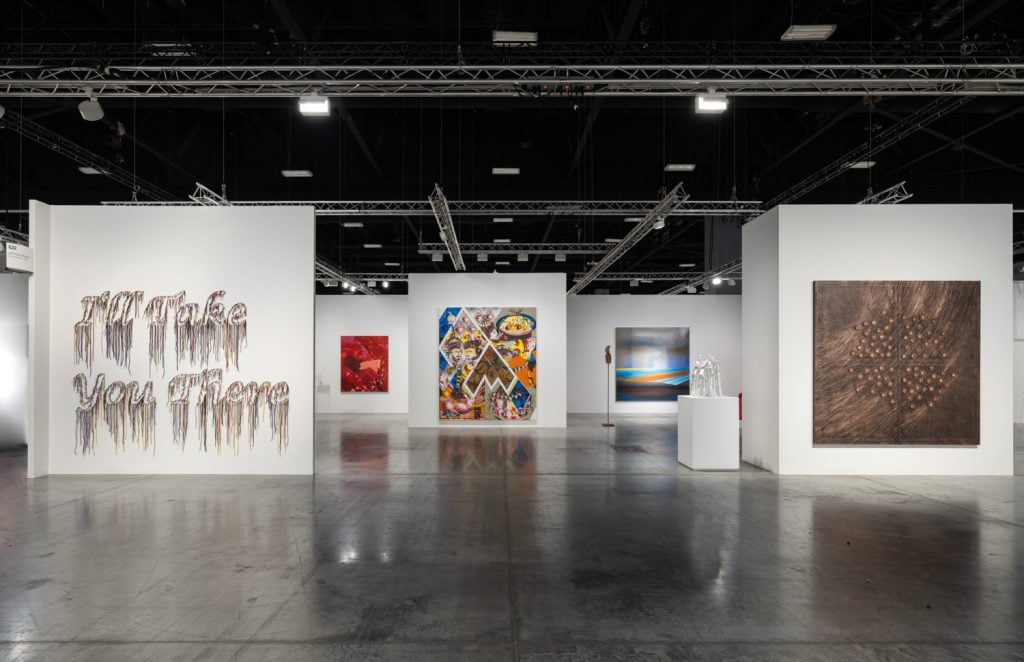 Installation view of Lehmann Maupin booth at Art Basel Miami Beach 2022. Image courtesy Lehmann Maupin.