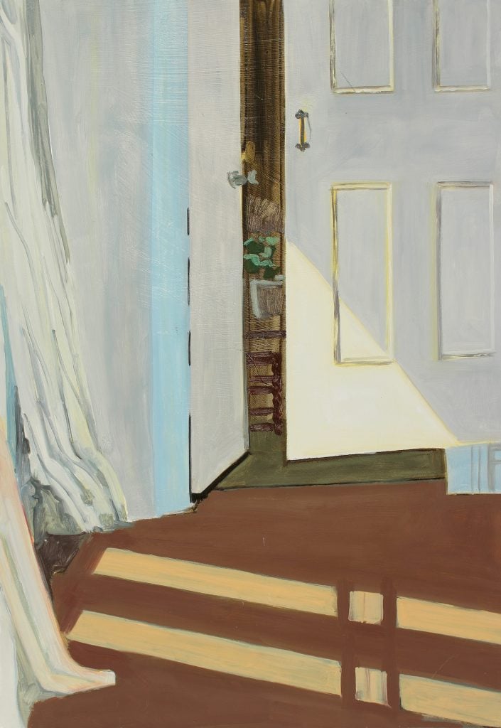 Lois Dodd, Sunlight on Floor + Door (2013). Image courtesy the artist and Alexandre Gallery.