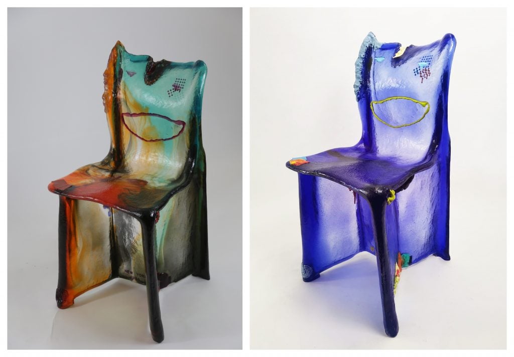 Two iterations of The Pratt Chair (1983) Courtesy of Gaetano Pesce Studio.