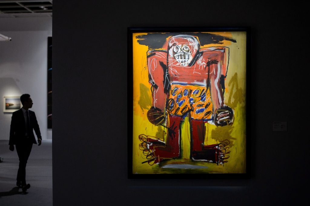 Jean-Michel Basquiat's Sugar Ray Robinson. (Photo: Anthony Wallace/AFP via Getty Images)