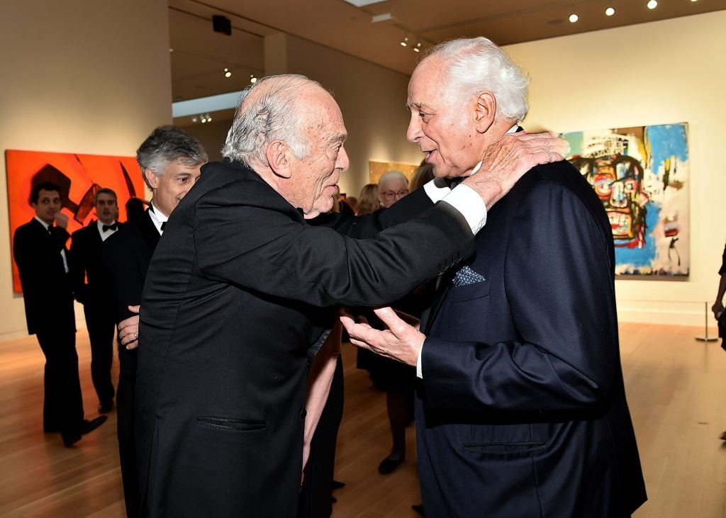 Leonard Lauder (left) at Sotheby's on May 10, 2017, in New York City. Photo by Mike Coppola/Getty Images.