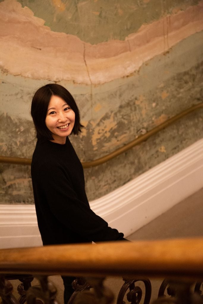 Ayako Rokkaku at Old Sessions House for her live painting with Avant Arte, image courtesy of Avant Arte, © Jada Giwa 